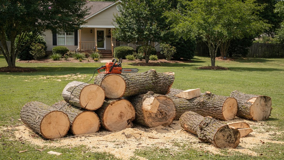 Climber taking down a large tree limb by limb in Murfreesboro, TN